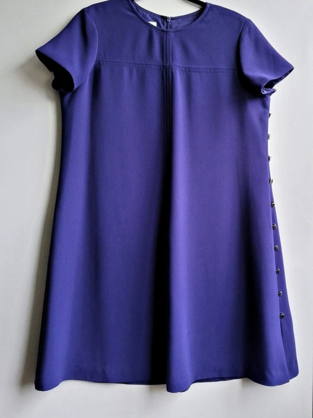 Jones New York Short Sleeve Side Button Shift Dress Purple Size 14